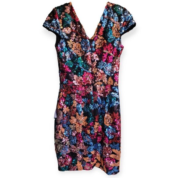 Dress The Population Allison Sequin Cocktail Midi Dress NWT XS Holiday Party - Picture 3 of 13